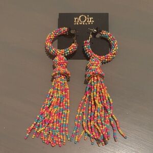 nOir Jewelry Multicolor Beaded Tassel Earrings